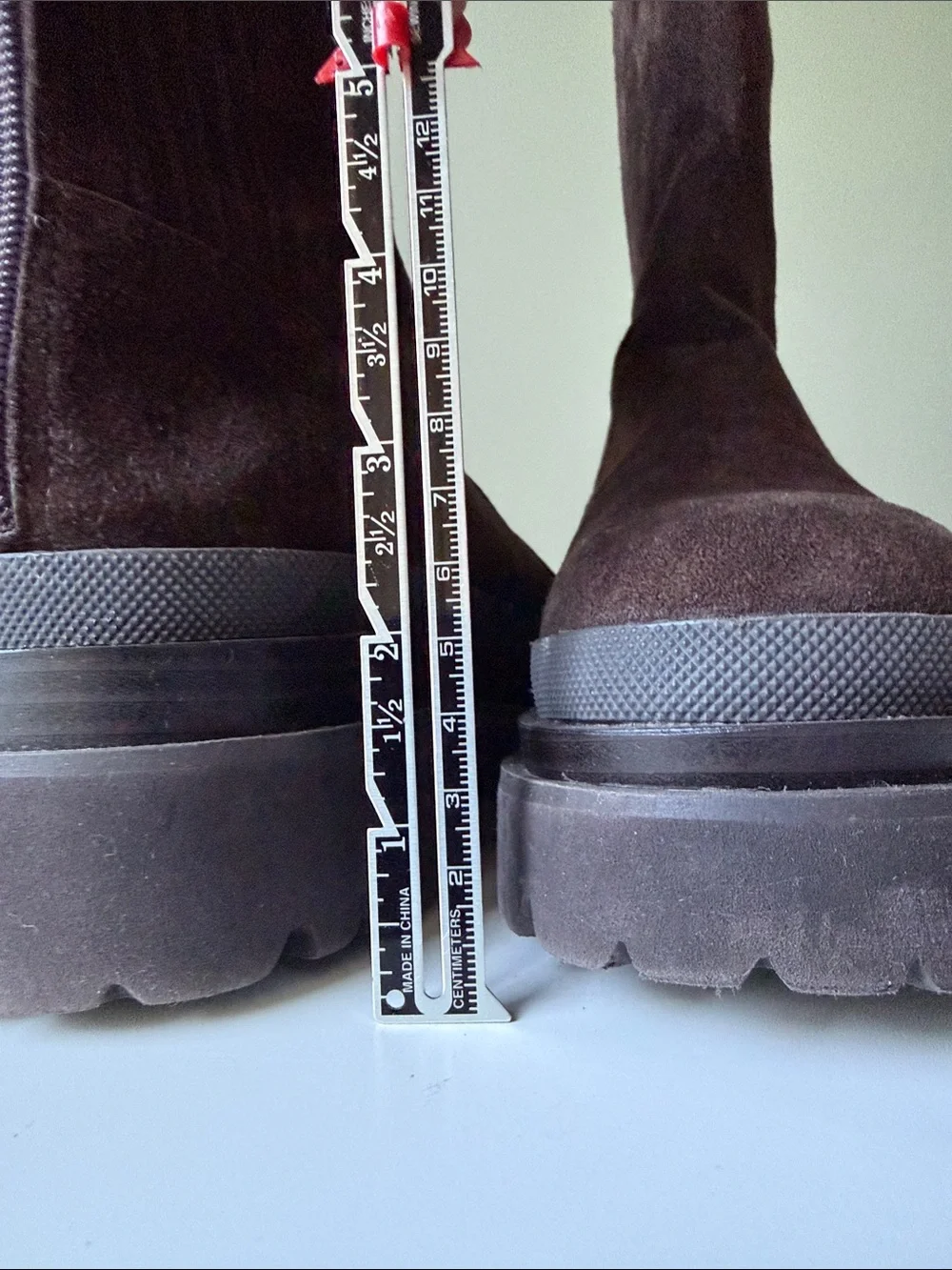 Lola Cruz Pruga Platform Suede Boots Brown Chunky Lug Sole Zip Mid-Calf EU 36